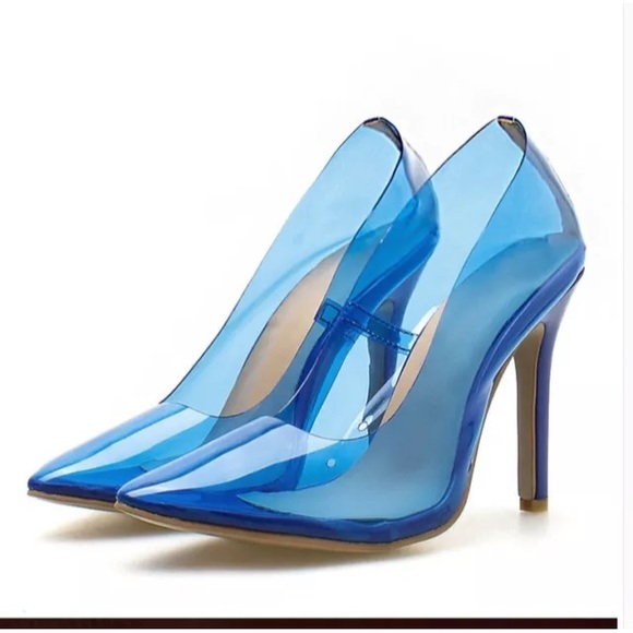clear blue shoes